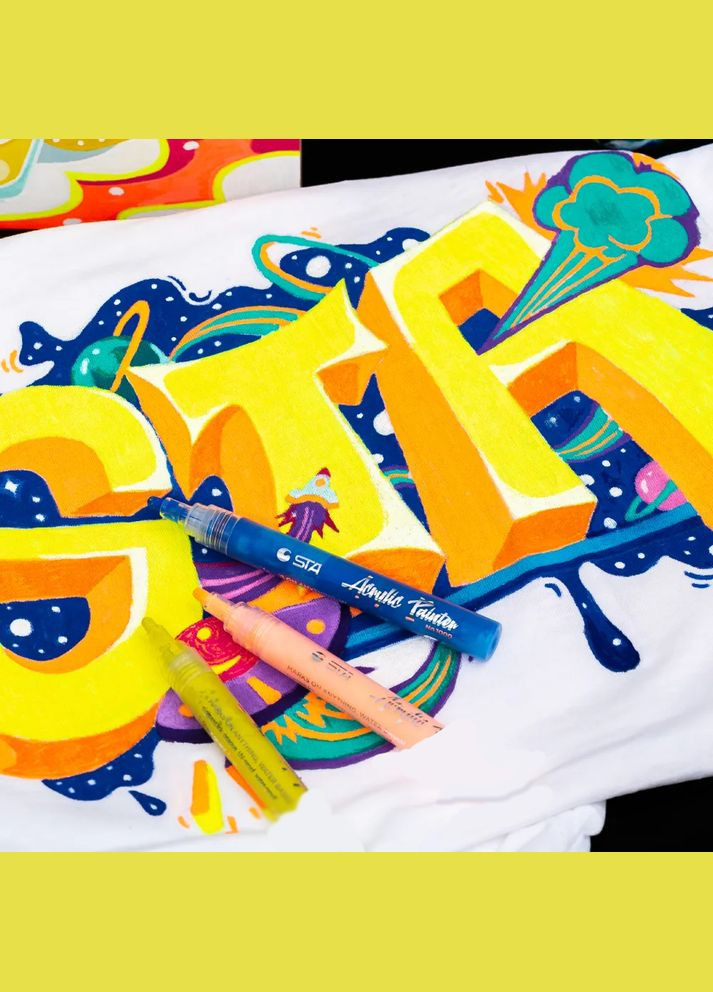 Маркеры акриловые для рисования, премиум качество, набор 100 цветов, универсальные для стекла, дерева, ткани и керамики. STA (344573535)