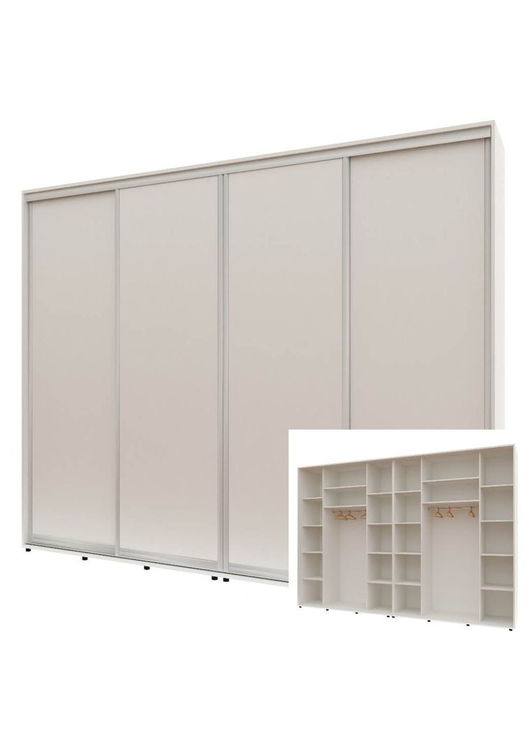 Шафа-купе чотиридверна 300*60*210 см Білий 4 двері ДСП Максі Комфорт Меблі (360446656)