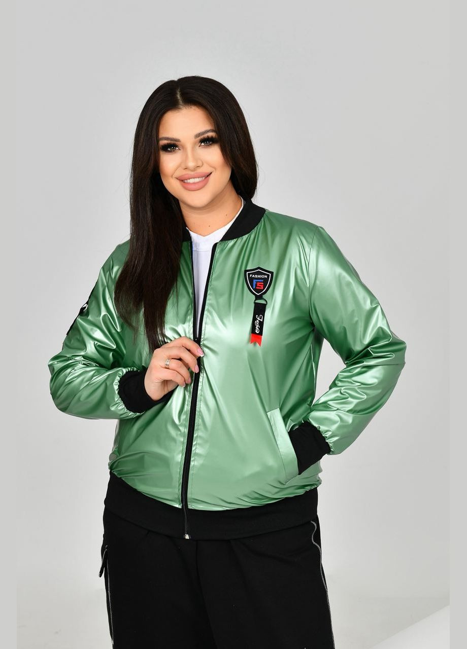 Зелена жіноча куртка колір лайм р.48/50 453430 New Trend