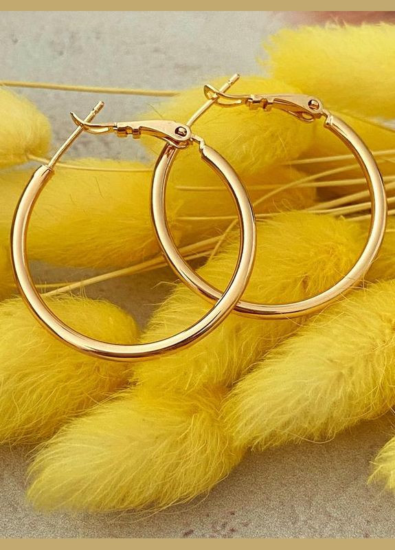 Позолоченные Серьги-Кольца д.3см, Позолота No Brand (345742085)