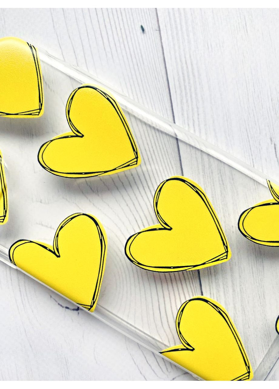 Чехол с утолщенными углами для Xiaomi Redmi 7A:: Сердечка желтые (принт 259) Creative (360659176)