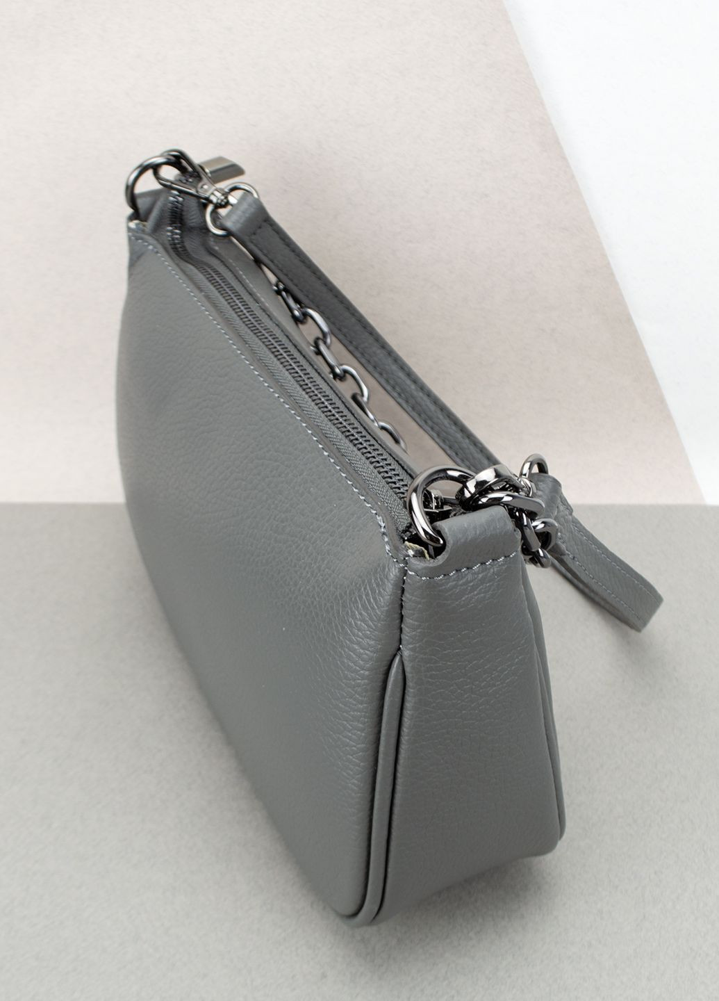 Сумка женская кожаная кросбоди 8920 black темно-серая Virginia Conti (302949414)