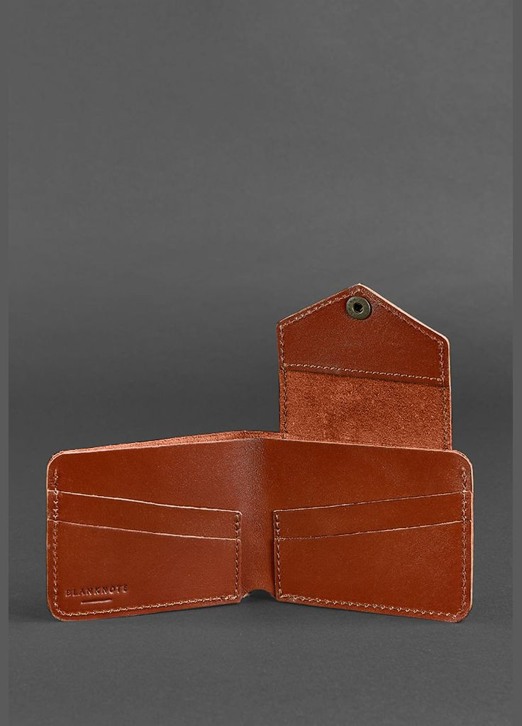 Шкіряне портмоне 4.2 на кнопці світло-коричневе (A-026612) BlankNote (328444991)
