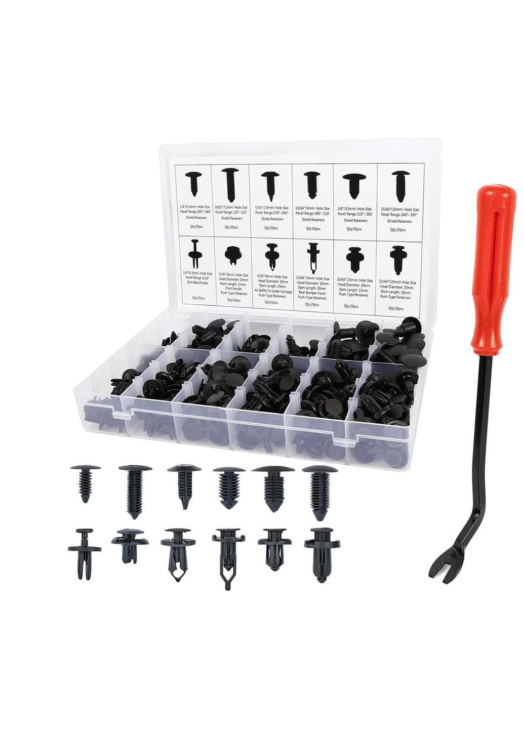 Набір кліпів для салону авто універсальні Різнокольоровий 245 шт (N051377-50611) No Brand (351898789)