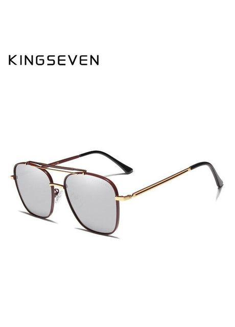 Чоловічі поляризаційні сонцезахисні окуляри N7388 Gold Silver KINGSEVEN (303401617)