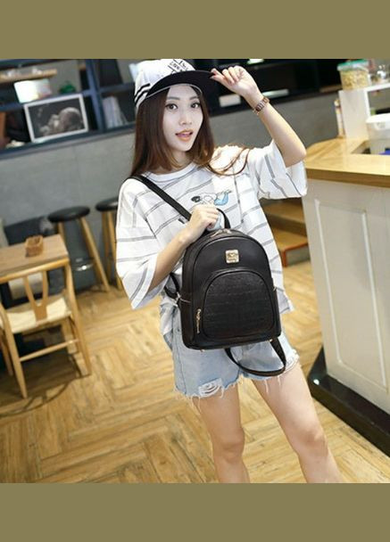 Жіночий міський міні рюкзак під чорний рептилію(BRT) Brettani (336552137)