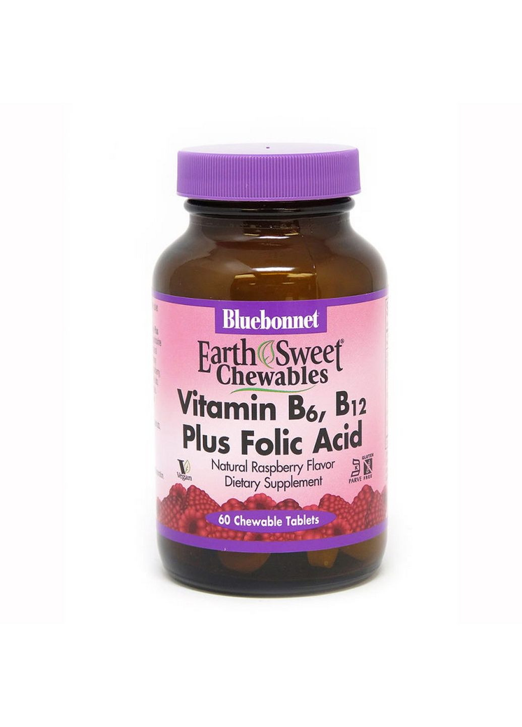 Витамины и минералы Earth Sweet Chewables Vitamin В6 Vitamin В12 and Folic Acid, 60 жевательных таблеток Bluebonnet Nutrition (293343031)