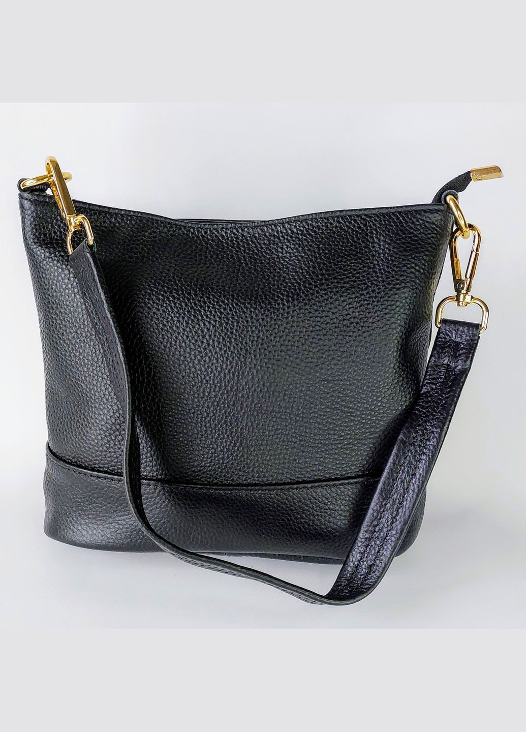 Жіноча сумка з довгим і коротким шкіряним ремінцем з натуральної шкіри чорна No Brand (336214397)