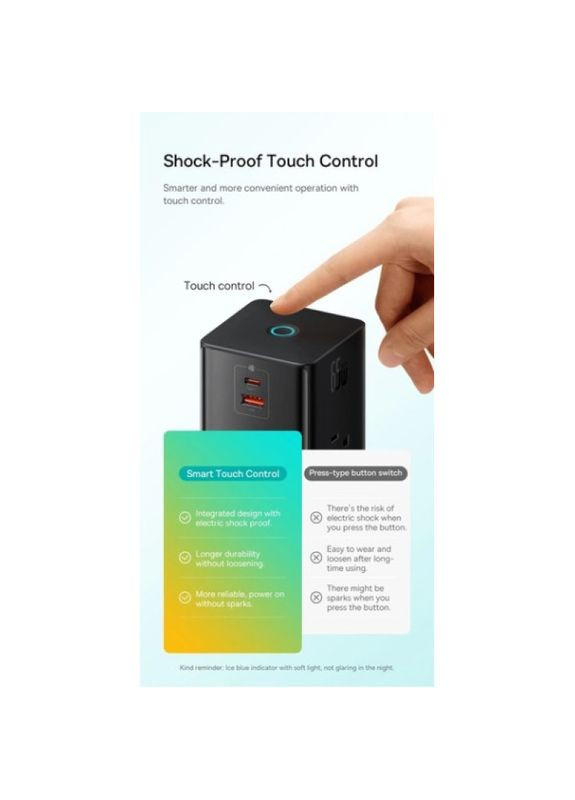 Сетевое зарядное устройство 2AC+1U+1C+RetractableC 65W with 1.5m Power cord EU Black Baseus PowerCombo Digital PowerStrip (315723474)