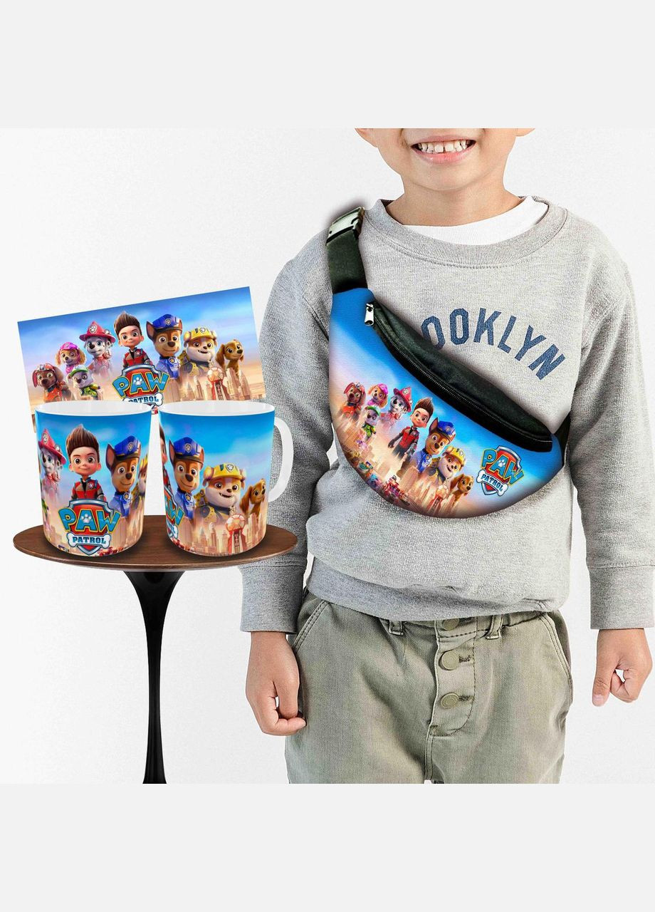 Набір: дитяча сумка-бананка+кружка Щенячий патруль 32х15см, бананка для хлопчика через плече на подарунок (0389) No Brand (319760247)