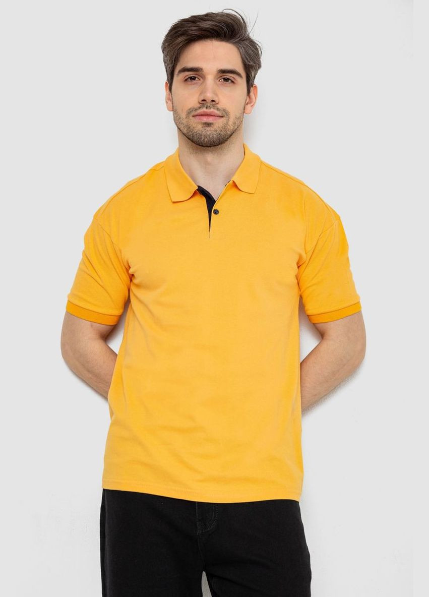 Помаранчева поло чоловіче однотонне темно-синє розмір l (sku_244r2123) з коротким рукавом No Brand
