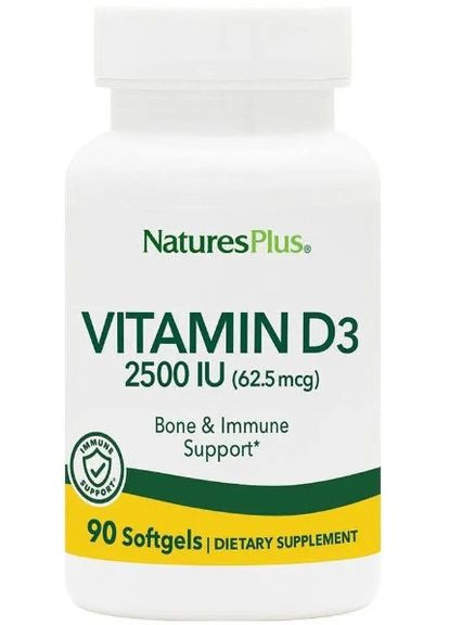 Вітамін D3 Vitamin D3 2500 МЕ 90 гел капс Nature's Plus (357342489)
