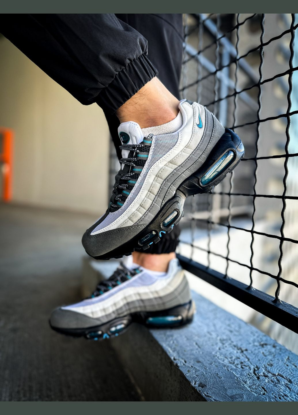 Сірі всесезон кросівки чоловічі nike air max 95 baltic blue gray | найк аір макс 95 сірі No Brand