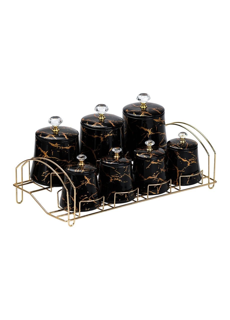 Набор баночек для сыпучих продуктов 600/250 мл на металлической подставке Yiwu (322421127)