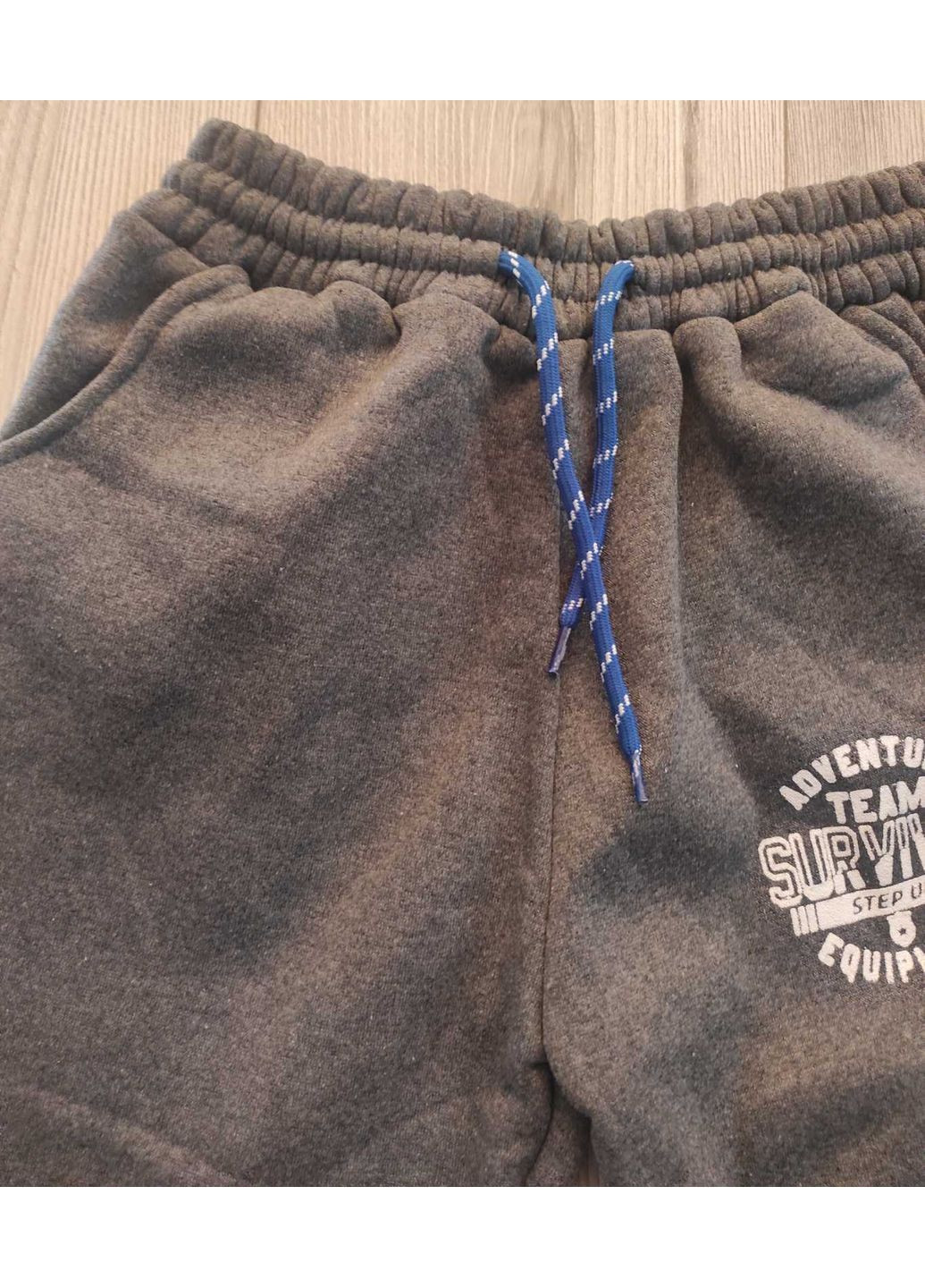 Підліткові утеплені штани для хлопчика сірі з синіми вставками на флісі No Brand (367581266)