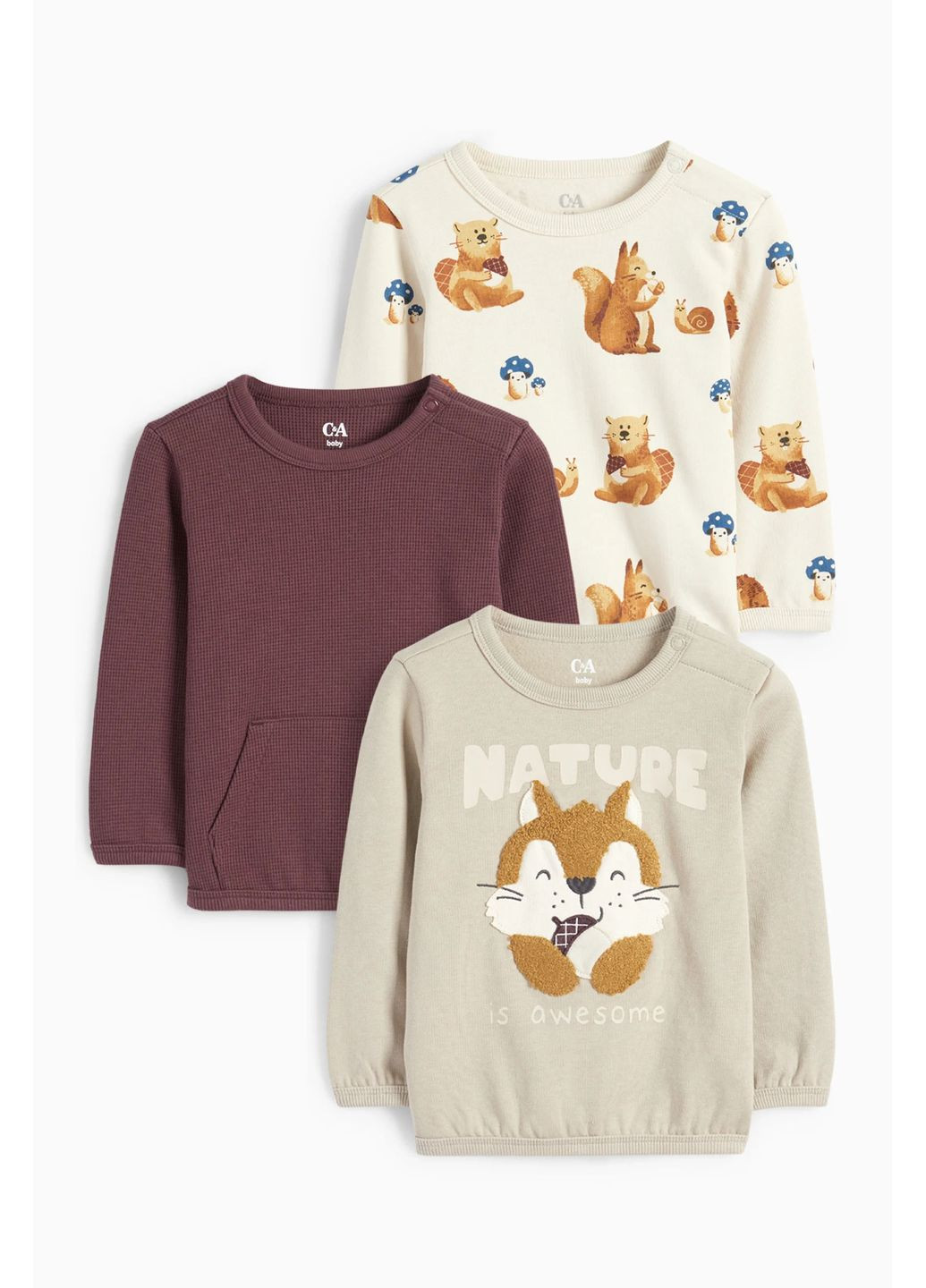 C&A комплект світшотів (3шт.) однотонний комбінований кежуал