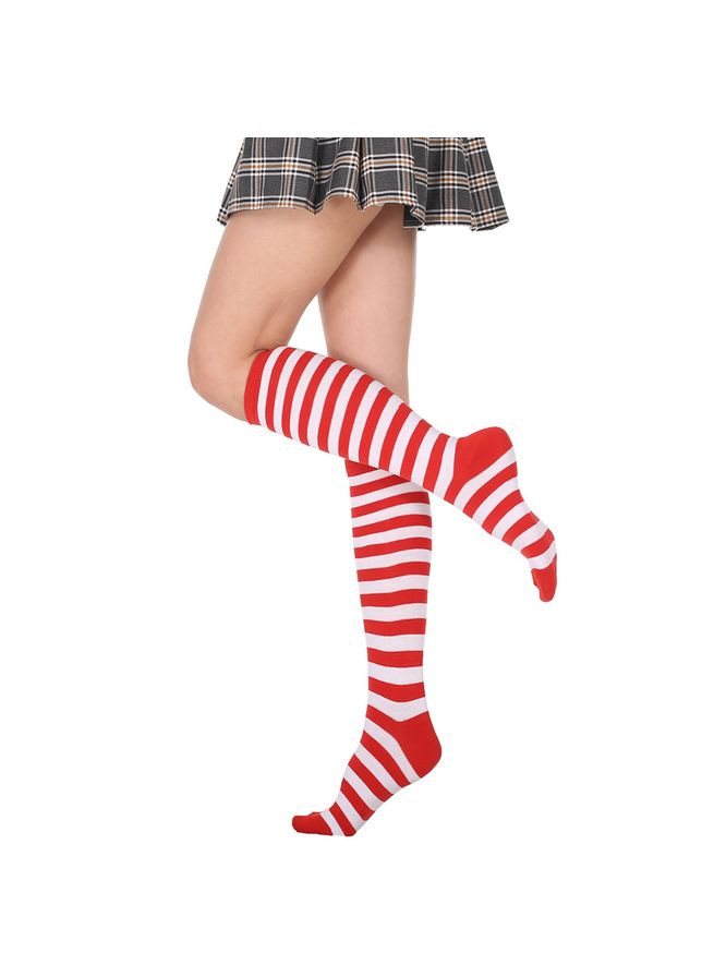 Гольфи до колін у білу та червону смужку One Size No Brand (315155701)