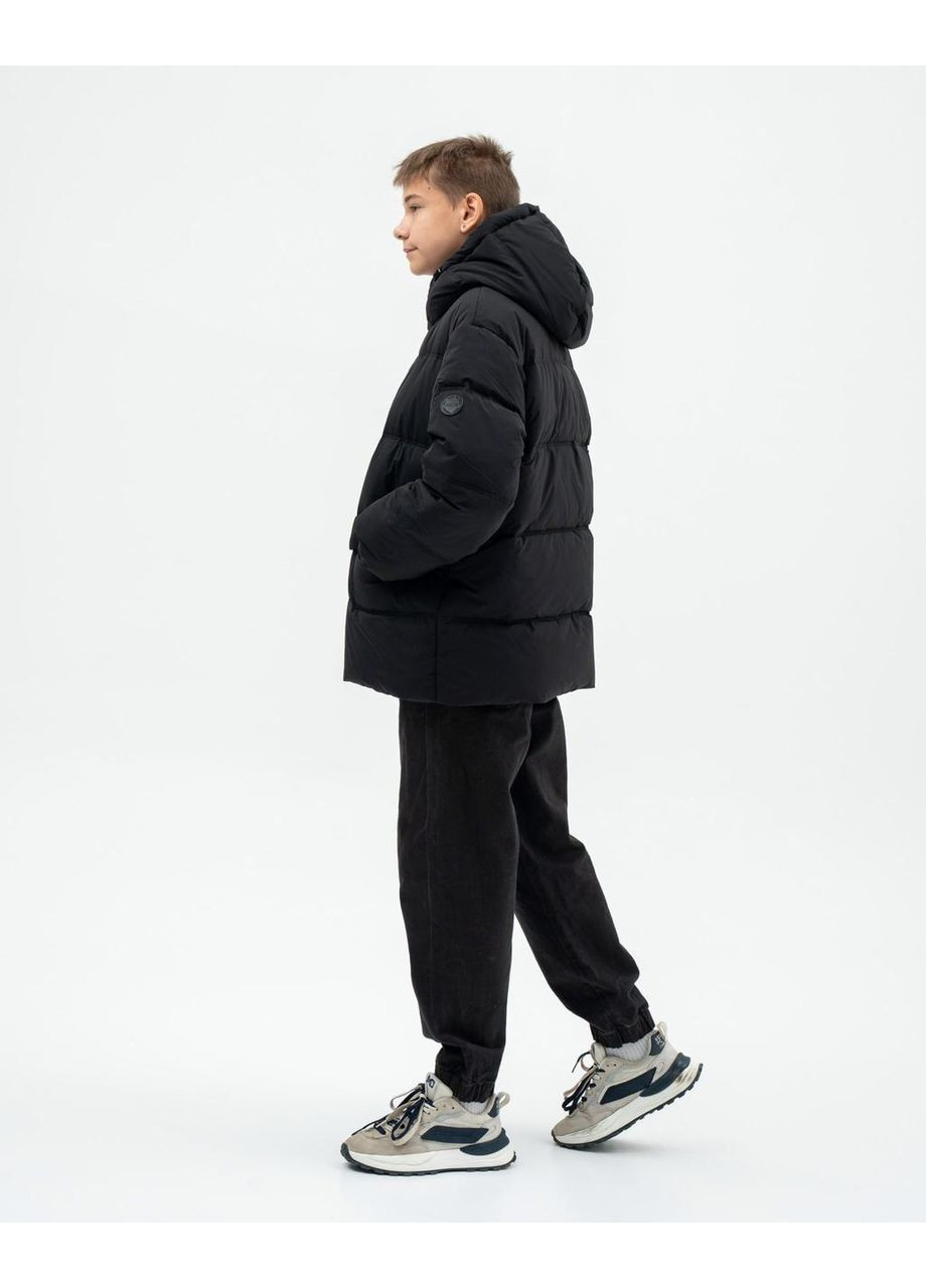 Чорна зимня куртка дитяча довга для хлопчика чорна 164 Nestta