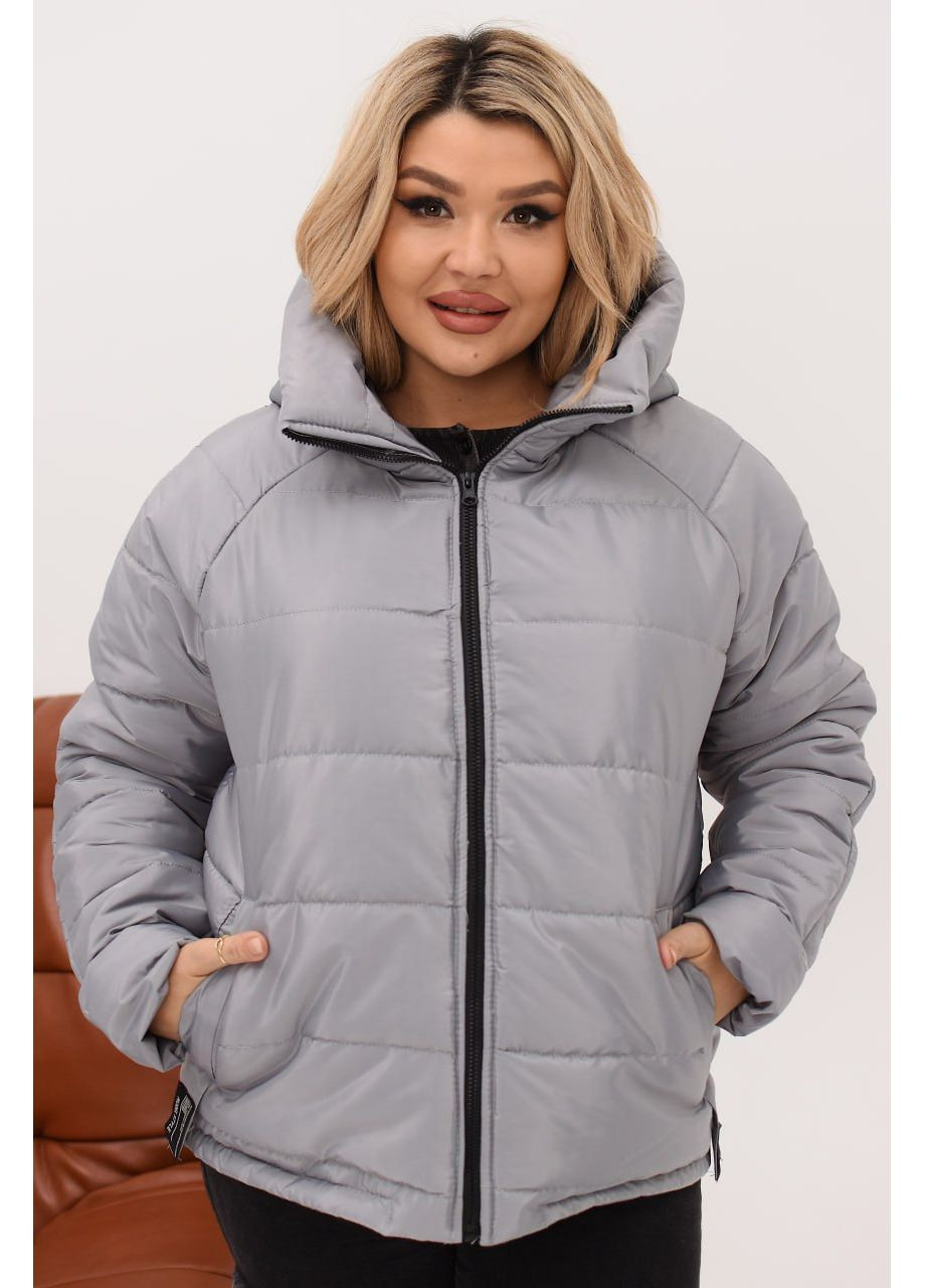 Сіра зимня тепла зимова куртка-бомбер із водонепроникної плащівки — заміри в описі куртка-пальто GD/GL Модний простір