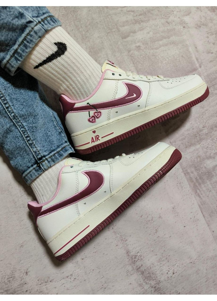 КРОСІВКИ ЖІНОЧІ NIKE AIR FORCE 1 CHERRY НАЙК АІР ФОРС 1 ПРЕМІУМ No Brand білі демісезони (368884421)