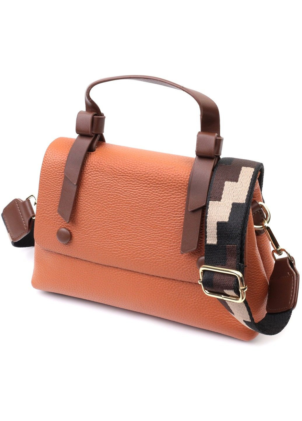 Элегантная сумка для женщин с короткой ручкой из натуральной кожи 22669 Рыжая Vintage (297993111)