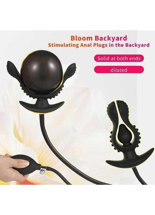 Надувной анальный расширитель Aisin Bud 4,5 см – 8 см черного цвета в форме бутона цветка. China (360603477)