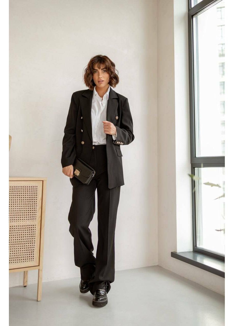 Черный женский женский твидовый пиджак ricco на подкладке цвет черный milirud -