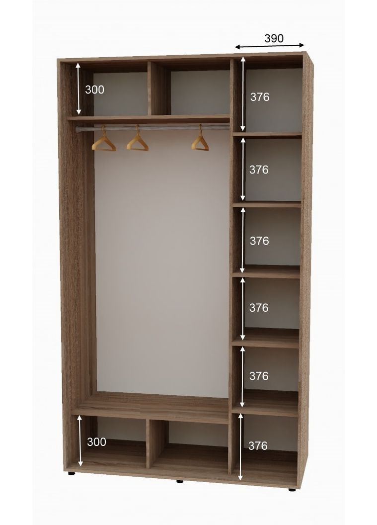 Шафа-купе дводверна 160*60*250 Дуб Сонома трюфель Дзеркало/Дзеркало з піскострумним малюнком Алекса (360464414)