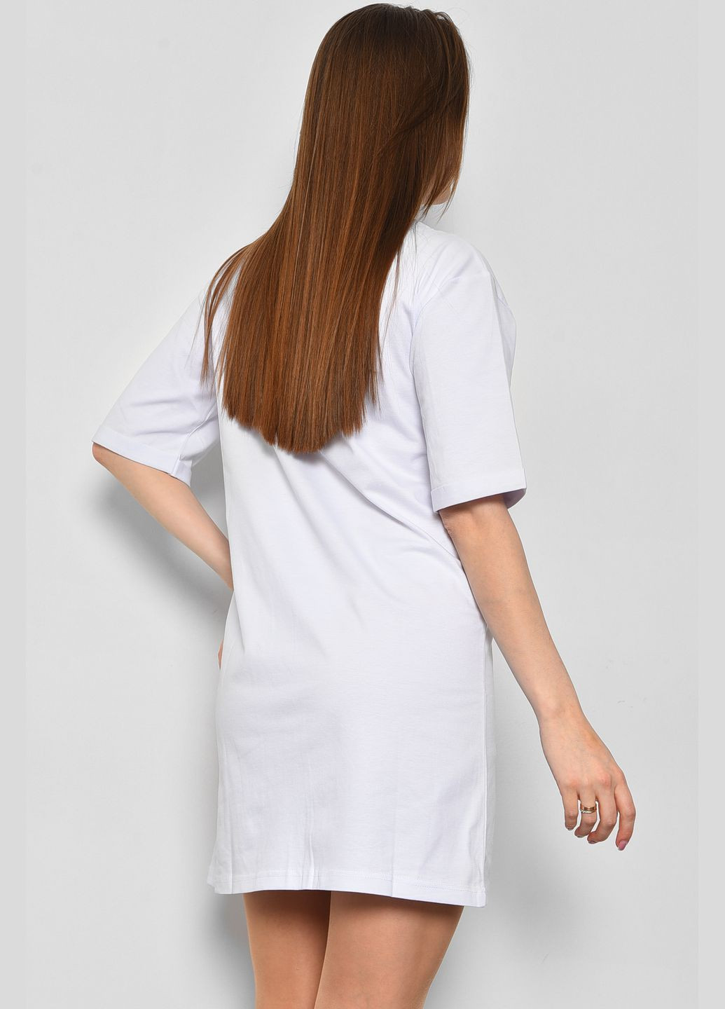 Туника женская из ткани лакоста белого цвета Let's Shop (290981380)