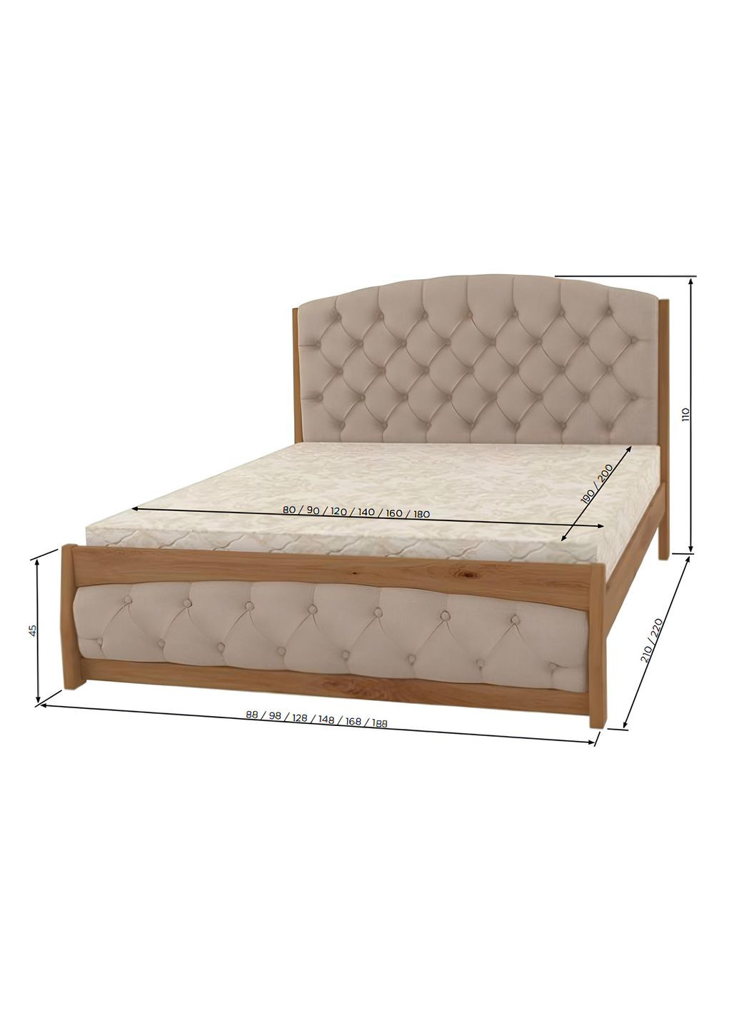 Односпальне дерев'яне ліжко Мехіко /Аляска 23 (Бежевий) 80х190 см (MBG-11986) Mebigrand (366085278)