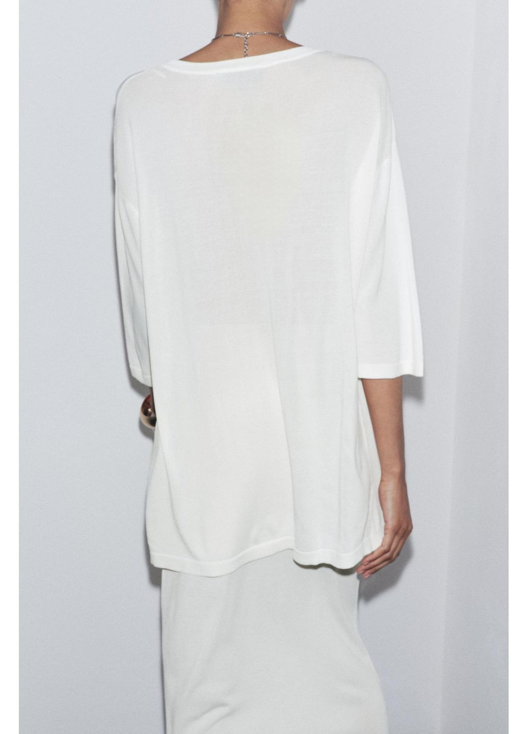 Белое вечернее, кэжуал, повседневный трикотажный комплект топ и юбка Zara