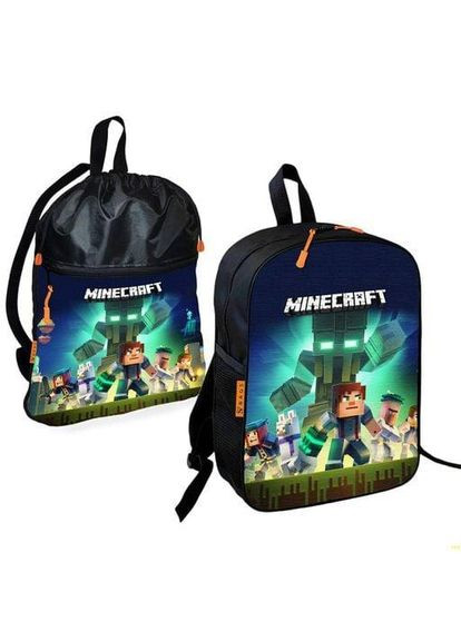 Школьный детский рюкзак Minecraft + Сумка для обуви спортивной формы рюкзак-мешок для мальчика (1730) (1330219) Brand (368865189)