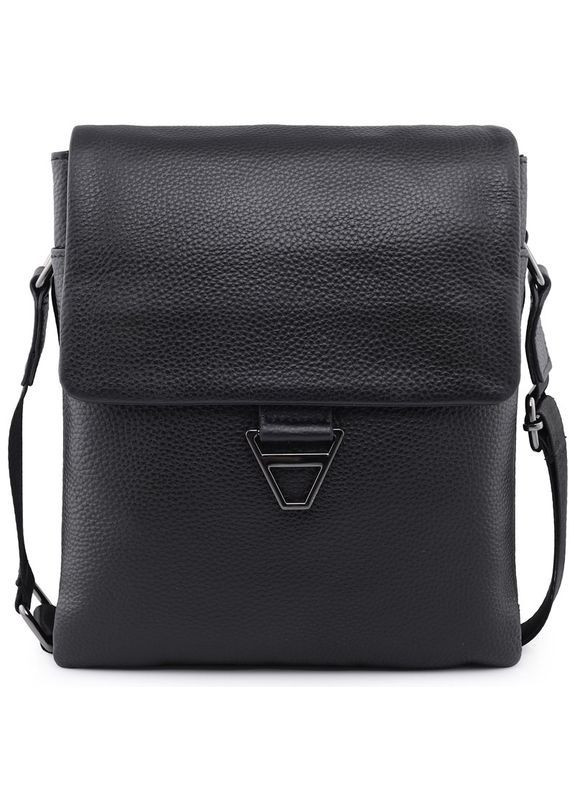 Чоловіча шкіряна сумка-мессенджер через плече Qvant 876 - Чорна Tiding Мессенджер (366889797)