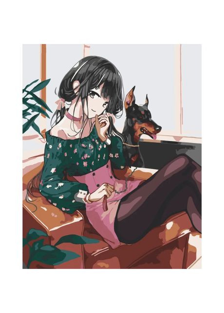 Картина по номерам Девушка с собакой 40 х 50 см (10327-AC) Art Craft (370264335)