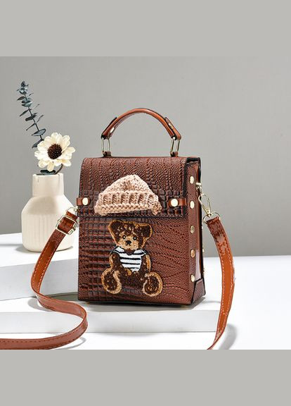 Детская мини сумочка с мишкой под рептилию Бежевый No Brand (301594225)