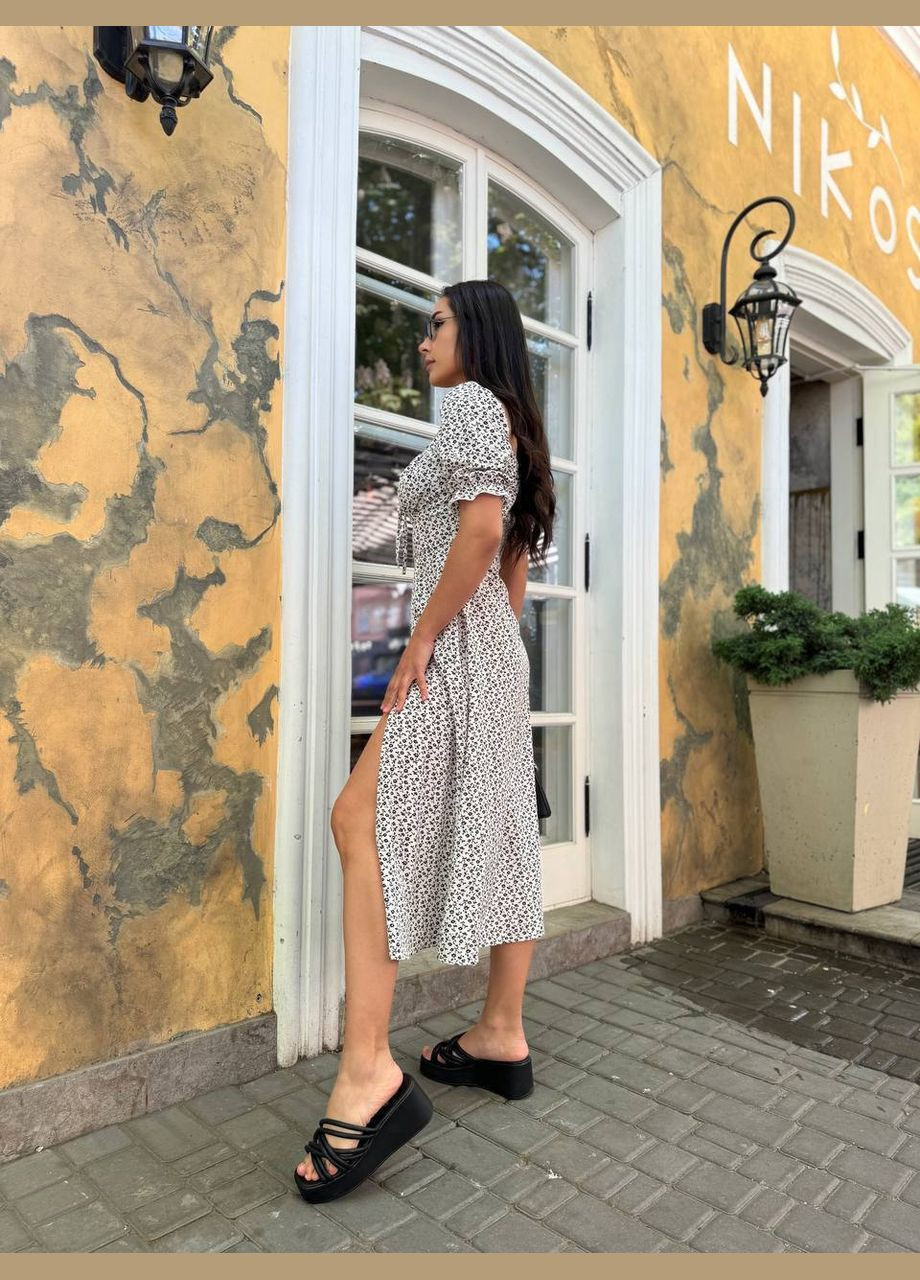 Белое повседневный женское платье с цветочным принтом Україна с цветочным принтом