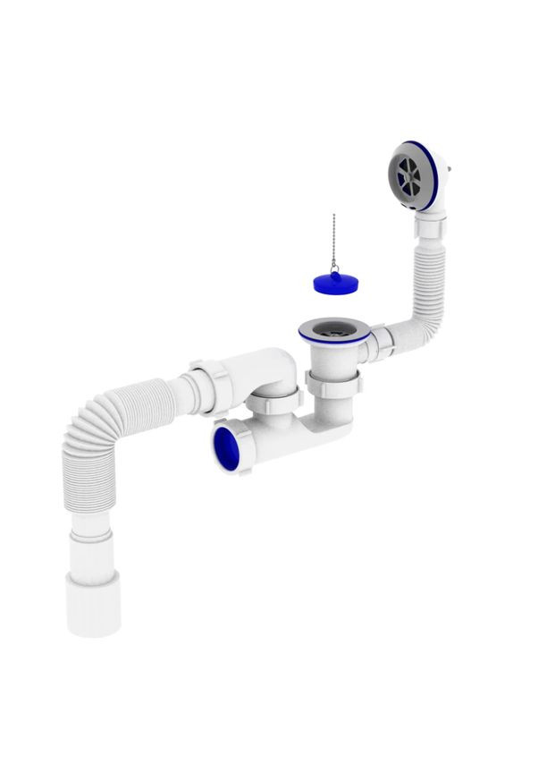 Сифон для ванни з ревізією, випуском 1 1/2?*40, перелта гнучкою трубою 40*40/50 OPTI-26033 optimum 068407 (371137191)