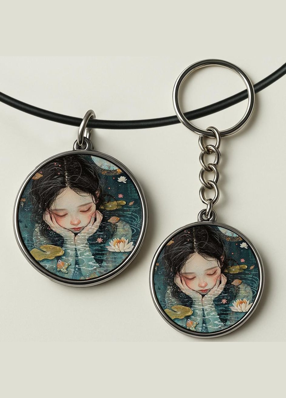 Набір підвіска (кулон) та брелок Дівчина #01 (подарунковий набір) No Brand (332633101)