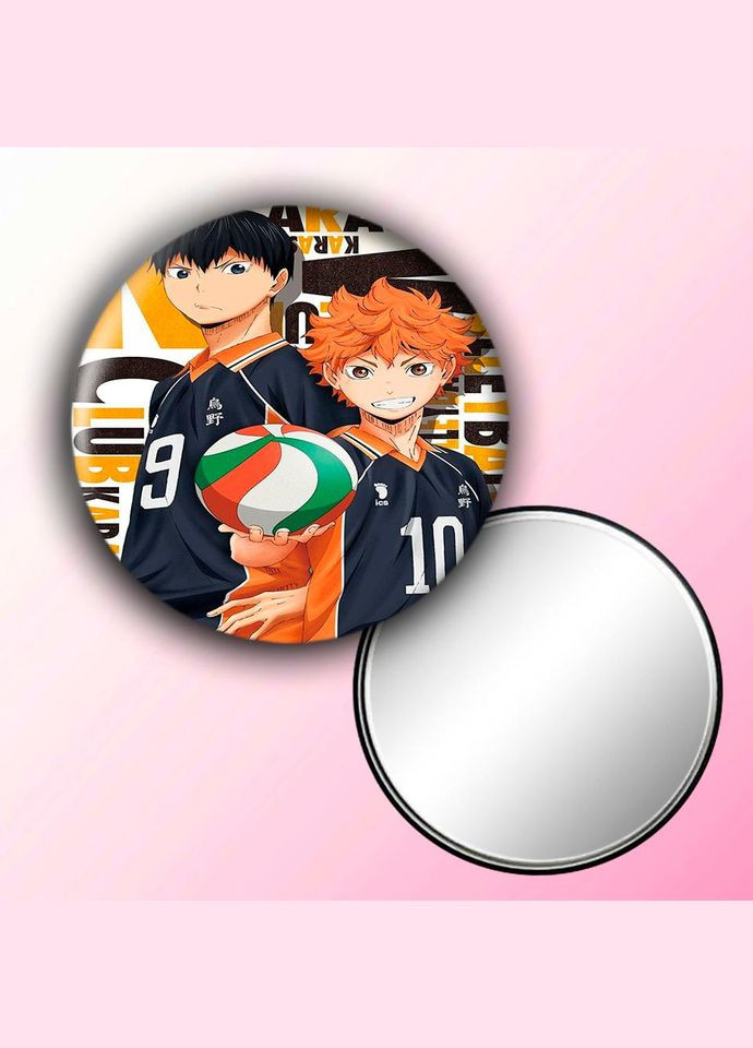 Дзеркальце косметичне кишенькове Аніме Волейбол #0002 із малюнком круглий 56 мм No Brand (309152177)