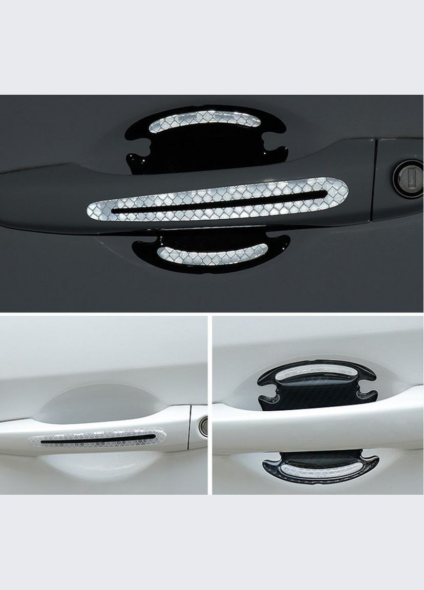 Наклейки світловідбиваючі на дверні ручки, + наклейки під дверні ручки, захист від подряпин, сірі No Brand (362345677)