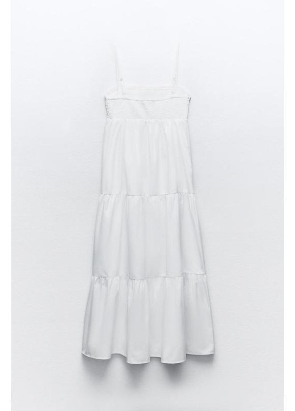 Белое комбинированное ярусное поплиновое платье. Zara