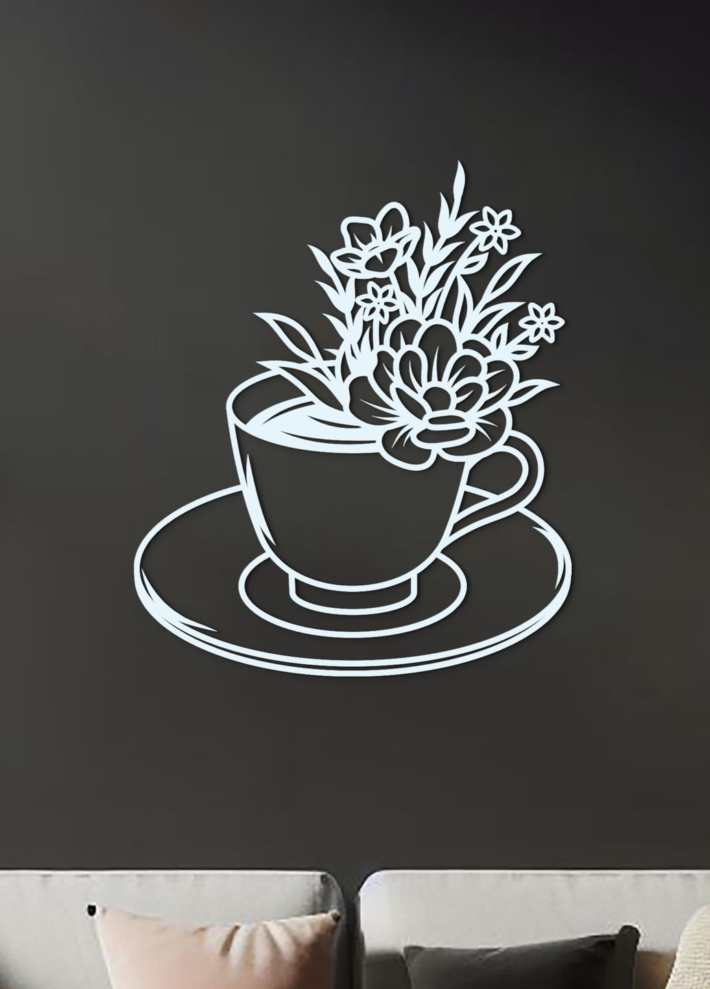 Современная картина на кухню, деревянный декор для дома "Цветочный кофе", декоративное панно 25х30 см Woodyard (292013824)