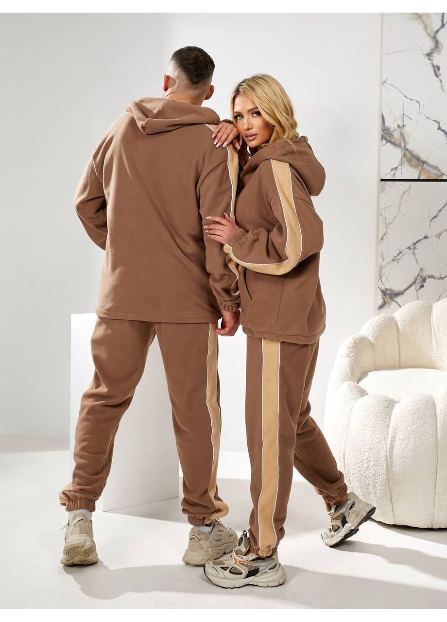 Коричневый демисезонный мужской стильный теплый спортивный костюм брючный Україна