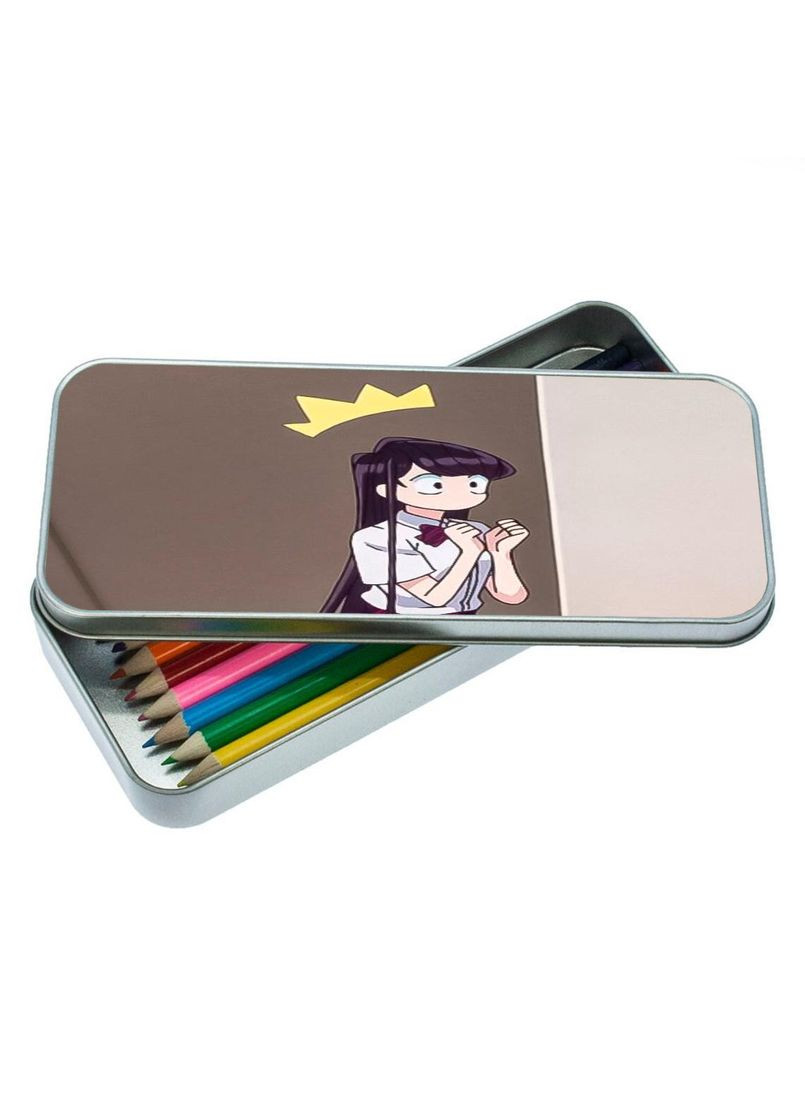 Пенал шкільний для хлопчика та дівчинки металевий У Комі сан проблеми зі спілкуванням #003 7*18 см Silver No Brand (309155772)