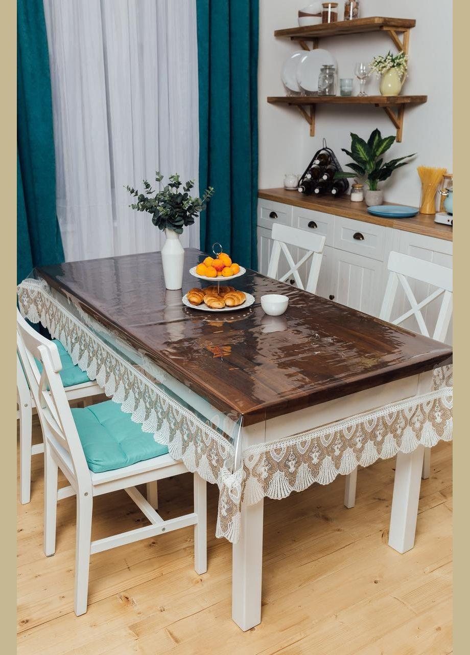 Силіконова скатертина Біло-кавове Мереживо 110*80см Royal House (315144336)