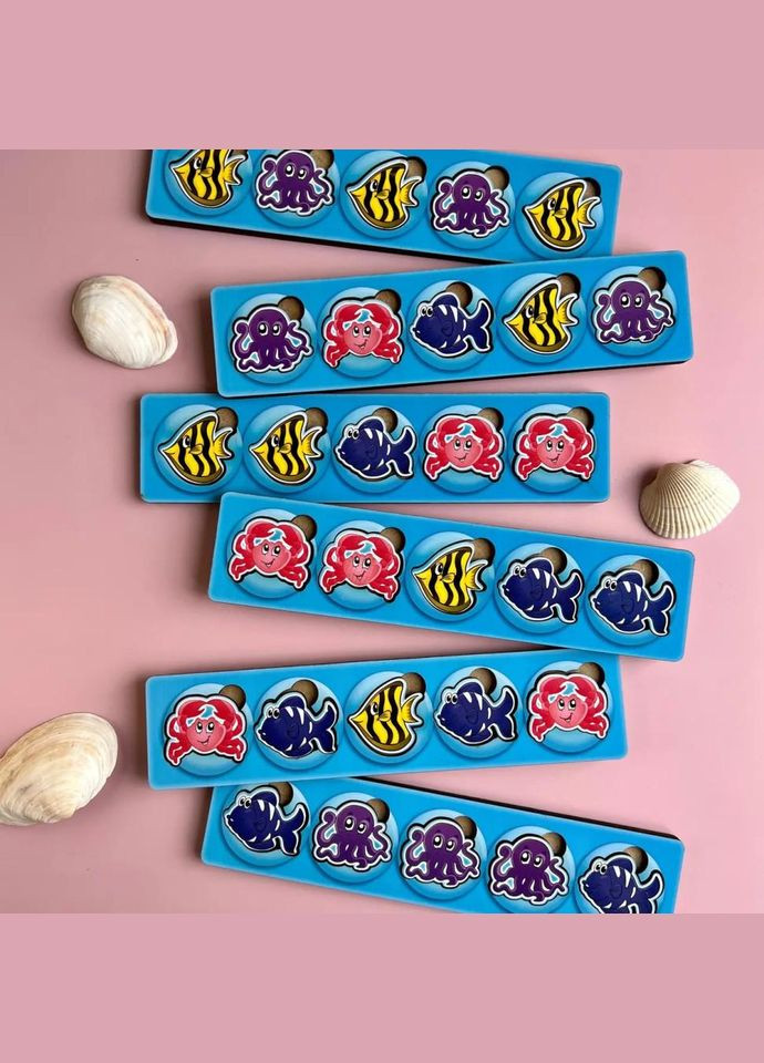 Дерев'яна настільна гра "Морські жителі-1" Ubumblebees (ПСД003) PSD003 сортер-комодик No Brand (330610302)