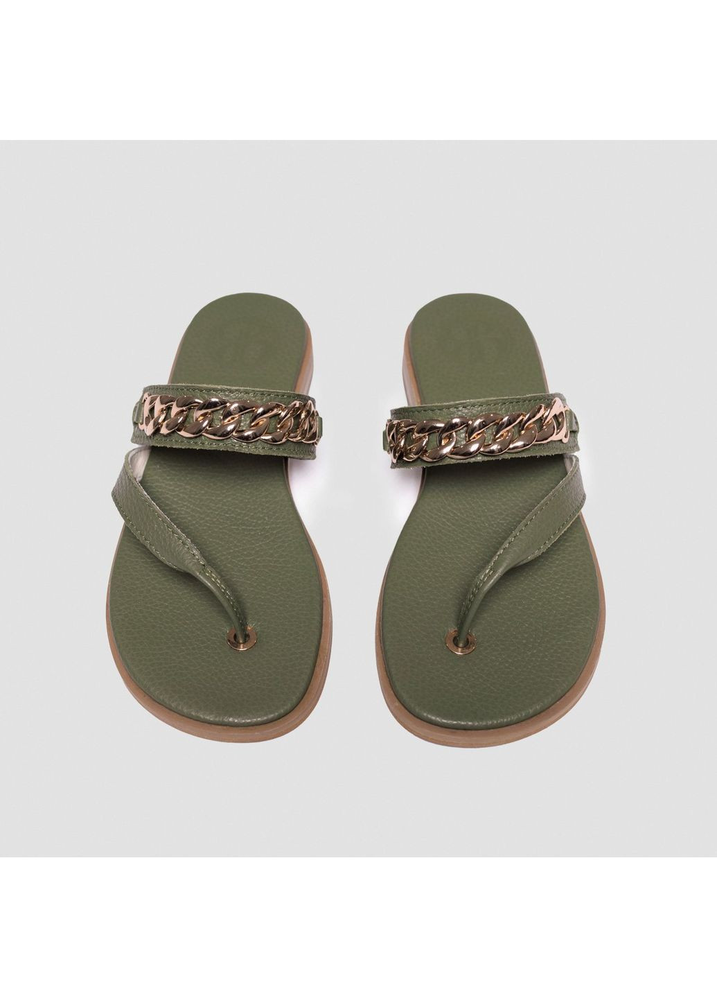 Зеленые женские кожаные слайдеры - зеленый, 36 Juli Briz с цепочками