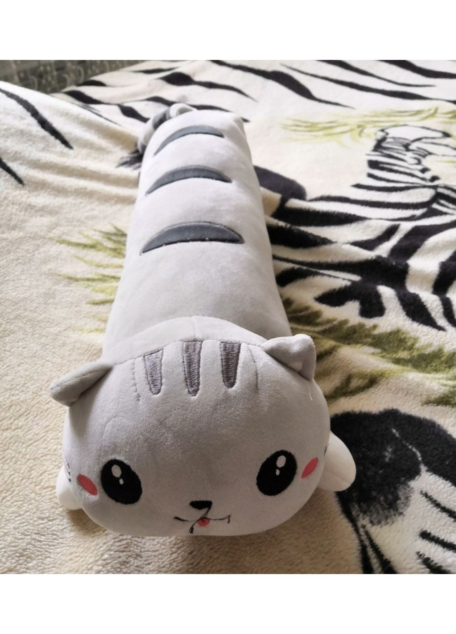 Лежачий Кіт батон сірий 65 см обіймашка велика плюшева іграшка обіймиться No Brand (370030899)