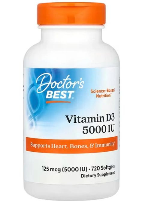 Вітамін D3 (холекальциферол) Vitamin D3125 мкг (5000 МЕ) 720 капс Doctor's Best (357339769)