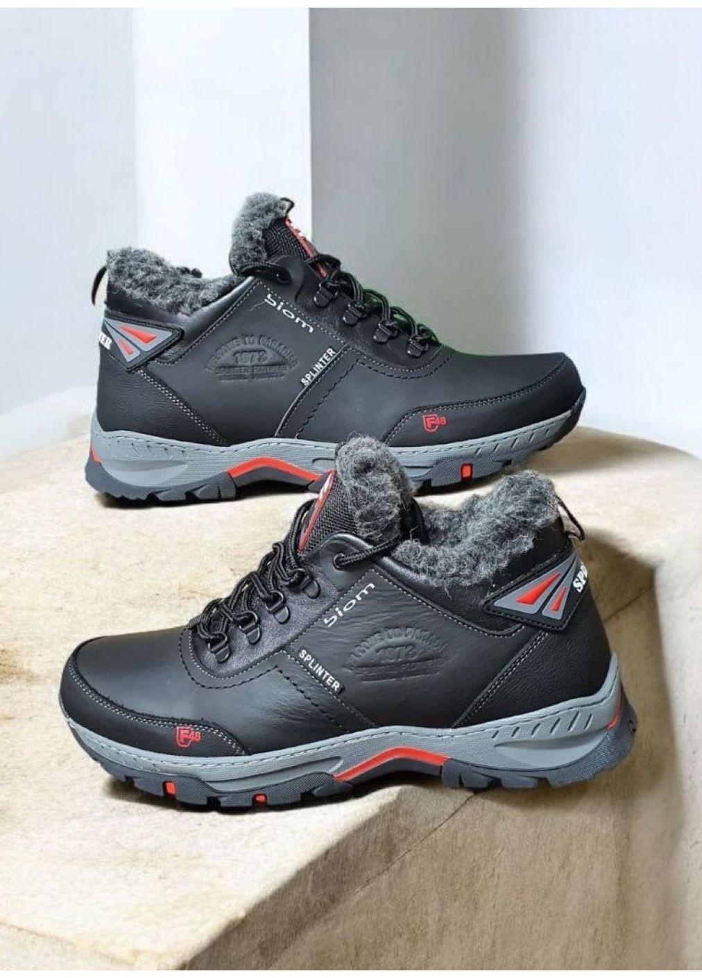 Черные зимние ботинки зимние No Brand